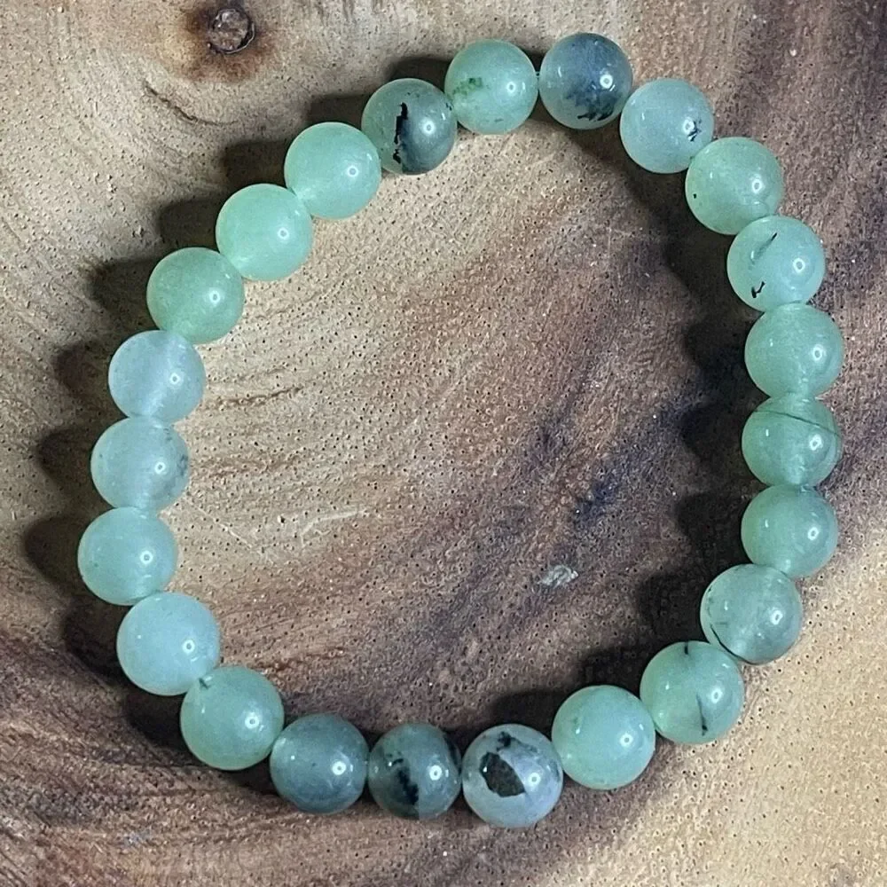 Prehnite 8mm stretch bracelet beaded bracelet 7” stretch crystal healing